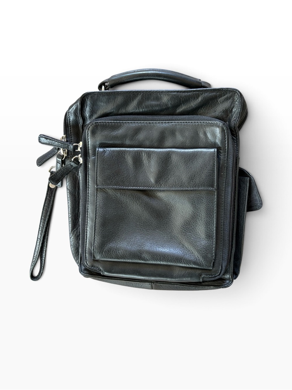 Osgoode Marley 4005 Medium Leather Black Messenger Tablet Crossbody Bag